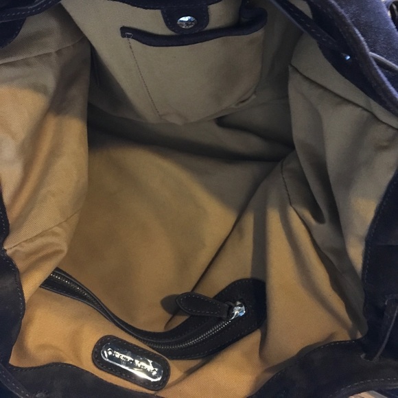 RALPH LAUREN RICH CHOCO BROWN SUEDE FRINGED HOBO - Picture 5 of 7